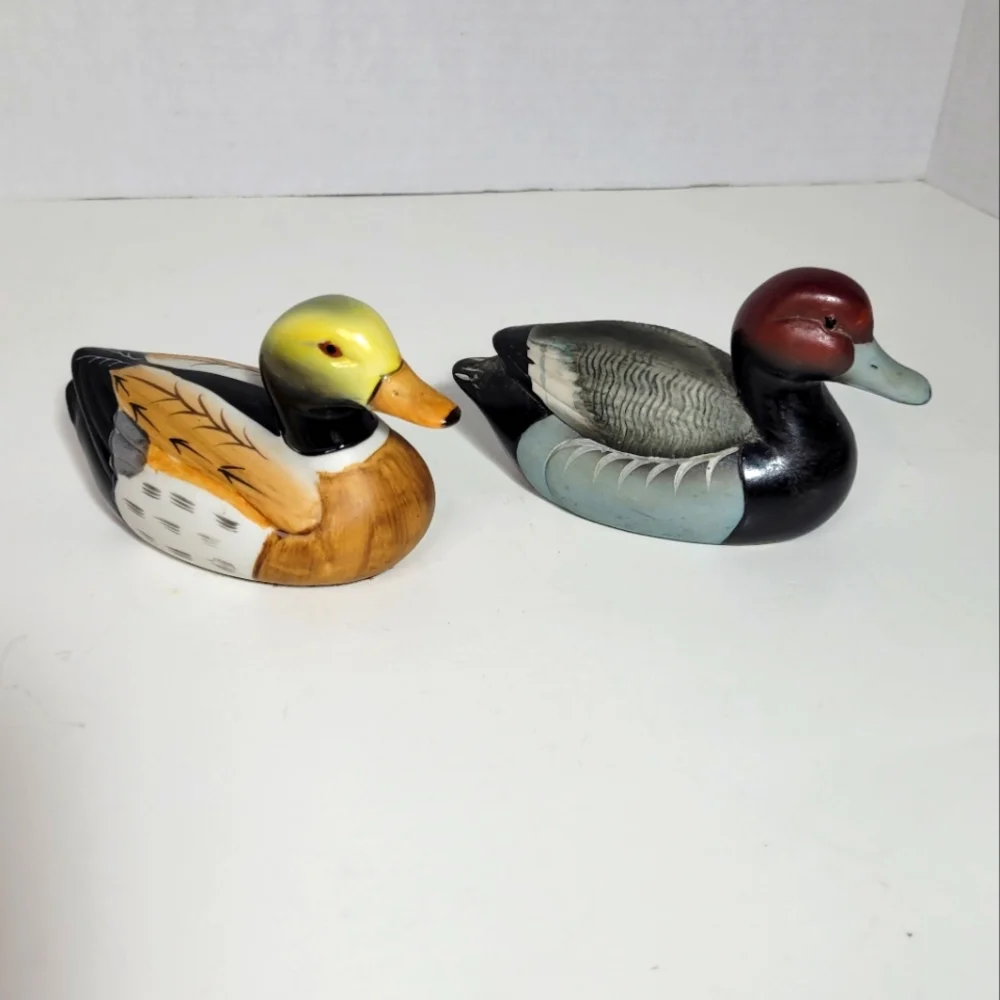 Two Beautifully Handpainted Small Porcelain Duck Figures Vintage RARE